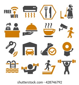 hotel facility icon set