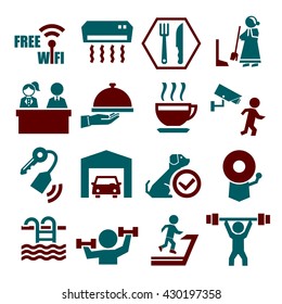hotel facility icon set