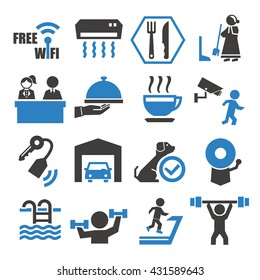 hotel facility icon set