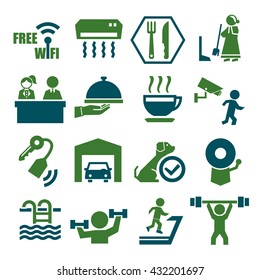 hotel facility icon set