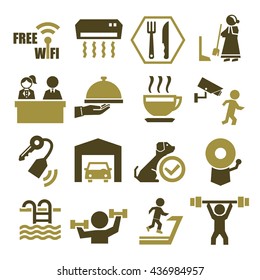 hotel facility icon set