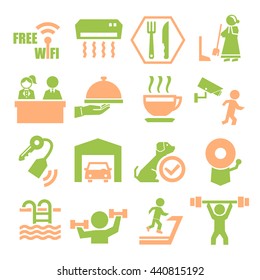 hotel facility icon set