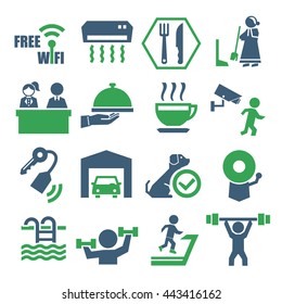 hotel facility icon set