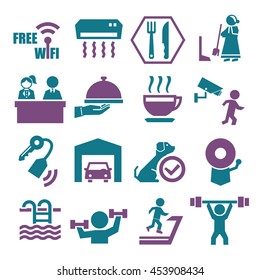 hotel facility icon set