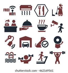 hotel facility icon set