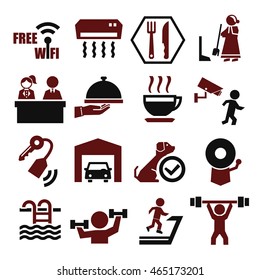 hotel facility icon set
