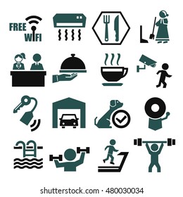 hotel facility icon set