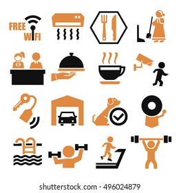hotel facility icon set
