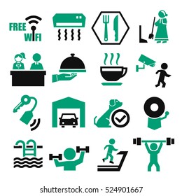 hotel facility icon set