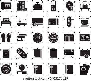 Hotel fill icon set vector design illustration stock