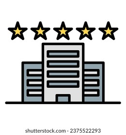 Hotel five star icon or logo illustration filled outline color