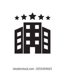 Hotel five star silhouette flat icon, modern building icon design illustration. 