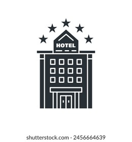 Hotel icono plano. Edificio y arquitectura. Ilustración vectorial aislada