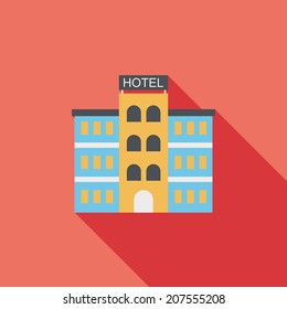 Hotel flat icon with long shadow