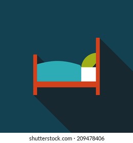 Hotel flat icon with long shadow