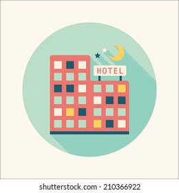 Hotel flat icon with long shadow
