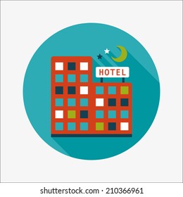 Hotel flat icon with long shadow