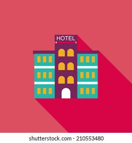 Hotel flat icon with long shadow