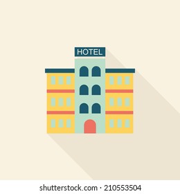 Hotel flat icon with long shadow