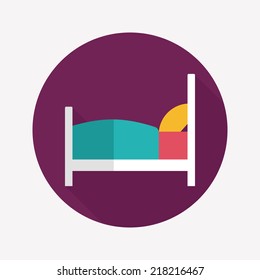 Hotel flat icon with long shadow
