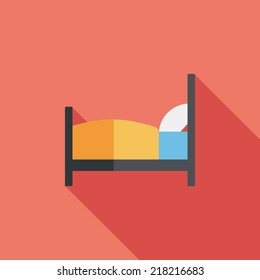 Hotel flat icon with long shadow