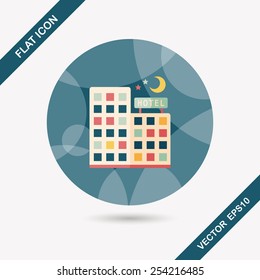Hotel flat icon with long shadow