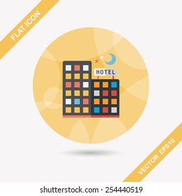 Hotel flat icon with long shadow