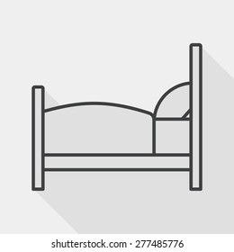 Hotel flat icon with long shadow, line icon