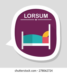 Hotel flat icon with long shadow