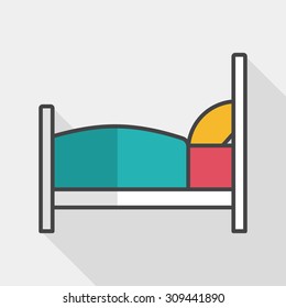 Hotel flat icon with long shadow
