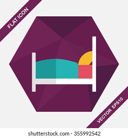 Hotel flat icon with long shadow