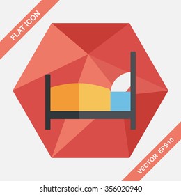 Hotel flat icon with long shadow