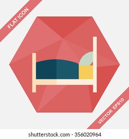 Hotel flat icon with long shadow