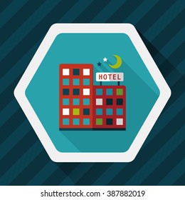 Hotel flat icon with long shadow