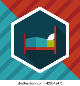 Hotel flat icon with long shadow
