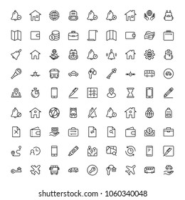 Hotel flat icon set. Single high quality outline symbol of info for web design or mobile app. Thin line signs for design logo, visit card, etc. Outline logo of graphic hotel 