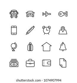 Hotel flat icon set. Single high quality outline symbol of info for web design or mobile app. Thin line signs for design logo, visit card, etc. Outline logo of graphic hotel 
