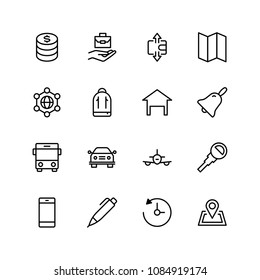 Hotel flat icon set. Single high quality outline symbol of info for web design or mobile app. Thin line signs for design logo, visit card, etc. Outline logo of graphic hotel 
