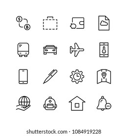 Hotel flat icon set. Single high quality outline symbol of info for web design or mobile app. Thin line signs for design logo, visit card, etc. Outline logo of graphic hotel 