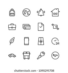 Hotel flat icon set. Single high quality outline symbol of info for web design or mobile app. Thin line signs for design logo, visit card, etc. Outline logo of graphic hotel 