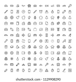 Hotel flat icon set. Single high quality outline symbol of info for web design or mobile app. Thin line signs for design logo, visit card, etc. Outline logo of graphic hotel 