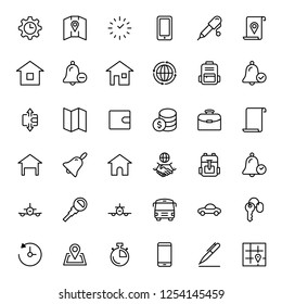 Hotel flat icon set. Single high quality outline symbol of info for web design or mobile app. Thin line signs for design logo, visit card, etc. Outline logo of graphic hotel 