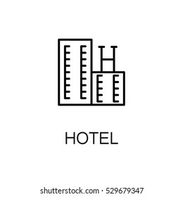 Hotel flat icon. Single high quality outline symbol of summer for web design or mobile app. Thin line signs of travel for design logo, visit card, etc. Outline pictogram of hotel