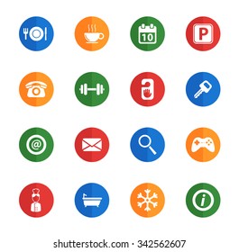 Hotel flat icons for media
