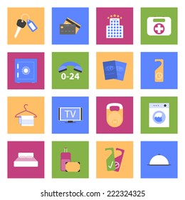 Hotel flat icons set