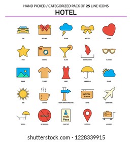 Hotel Flat Line Icon Set - Business Concept Icons Design