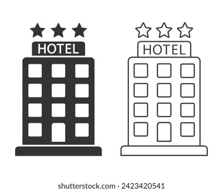 Hotel flat line icon set in modern flat style sign vector