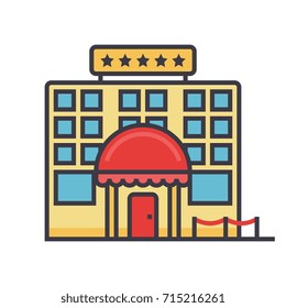 Hotel flat line illustration, concept vector isolated icon 