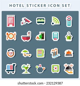 Hotel flat sticker icon set.Vector design.