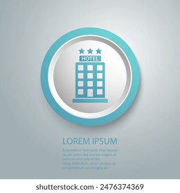 Hotel flat style blue icon vector sign 